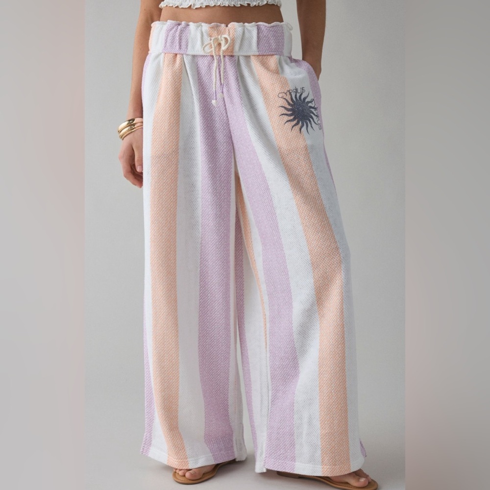 Urban Outfitters Pastel Striped Wide-Leg Pants